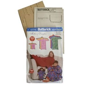 Butterick Fast & Easy Pattern 5775 Mother Daughter Doll Lounge Sack. Uncut XS-L